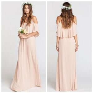 Show Me Your Mumu Caitlin Ruffle Maxi Dress Dusty Blush Crisp Women's Size XXL